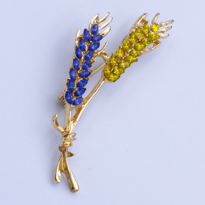 Брошка№450 60х16мм колосок патріотичний куплю брошку патріотичний колосок жовто-блакитний оптом