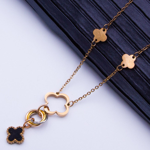 Підвіска сталь №515   42см ланцюжок 10мм конюшина з вiсюлькою куплю оптом медсталь недорого від виробника
