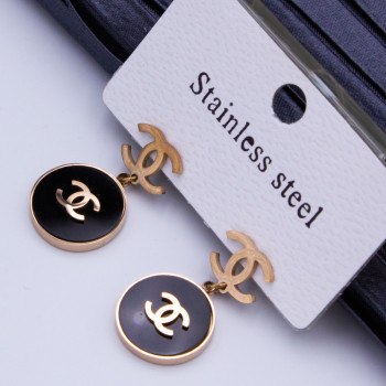 Сережки сталь №394  d-14mm з орнаментом куплю оптом медсталь сережки stainless steel