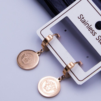 Сережки сталь №394   d-12mm з орнаментом куплю оптом медсталь сережки stainless steel