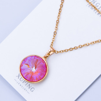 Комплект Xuping№896 42см камінь 16мм SWAROVSKI персикового кольору з відливом медзолото оптом