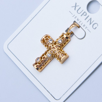 Хрестик Xuping№946   22х17мм 18к із білими цирконами куплю оптом медзолото від виробника