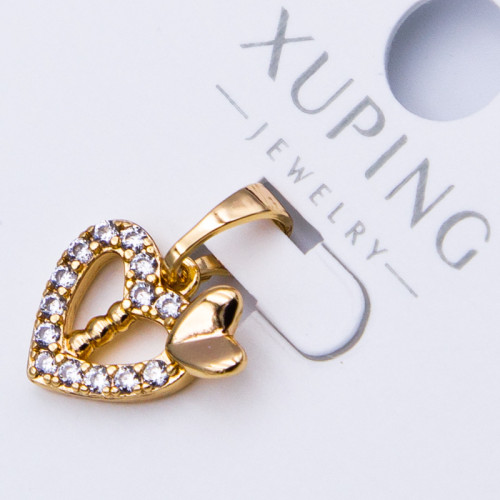 Кулон Xuping№912  7х10мм серце з  білими цирконами куплю оптом медичне золото кулони хрестики 18к