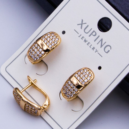 Сережки Xuping№433  15х6мм  доріжка з дрібними цирконами куплю сережки xuping оптом медзолото 18к постачальник