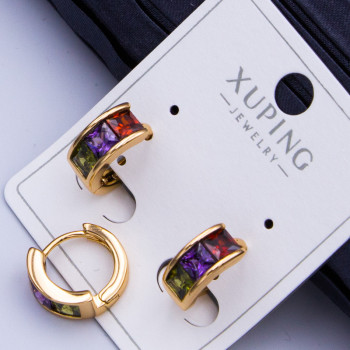 Сережки Xuping№912 d-12мм із кольоровими цирконами куплю медичне золото сережки недорого від виробника