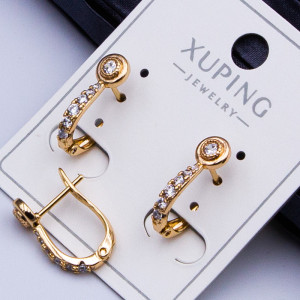 Сережки Xuping№334 h-15мм з дрібними цирконами купити сережки Xuping 18к медзолото від постачальника