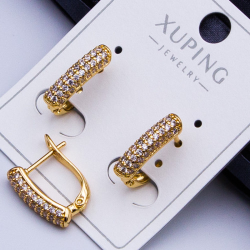 Сережки Xuping№332 h-14мм з дрібними цирконами купити сережки Xuping 18к медзолото від постачальника