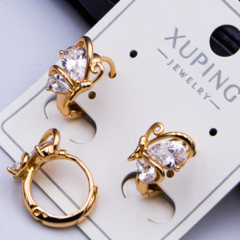 Сережки Xuping№451 d-12мм 10х7мм метелик з білими цирконами куплю оптом сережки XUPING медичне золото від виробника