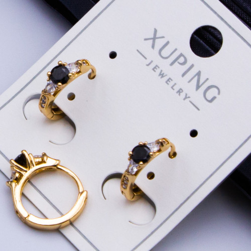 Сережки Xuping№384 d-12мм 3мм чорний циркон каблучки куплю оптом сережки XUPING медичне золото від виробника