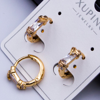 Сережки Xuping№624 d-12мм циркон білого кольору медичне золото сережки 18к