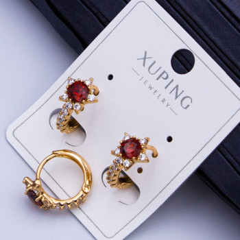 Сережки Xuping№925 d-12мм зірочка з червоним цирконом куплю сережки великий опт Xuping оптом позолота 18к ювелірна біжутерія
