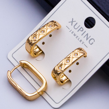 Сережки Xuping№439 20х13 4мм товщина алмазна грань куплю сережки xuping оптом позолота 18к постачальник