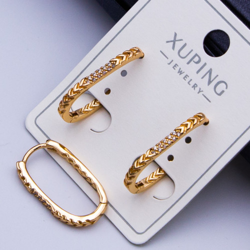 Сережки Xuping№438 10х20 1.5мм товщина з білими цироконами куплю сережки xuping оптом позолота 18к постачальник