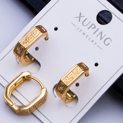 Сережки Xuping№348 12мм геометричної форми з орнаментом купити сережки Xuping 18к медзолото від постачальника