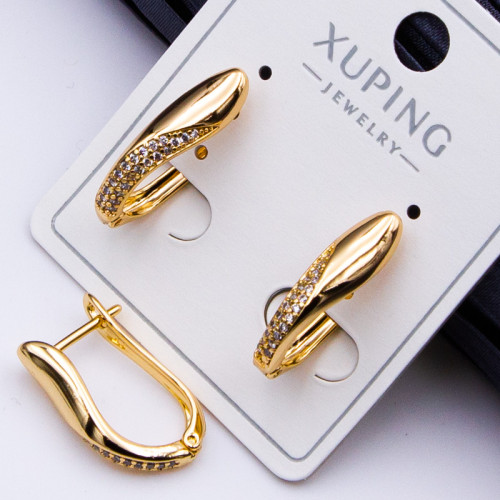 Сережки Xuping№411  h-16mm  геометричної форми куплю медичне золото xuping оптом 18к
