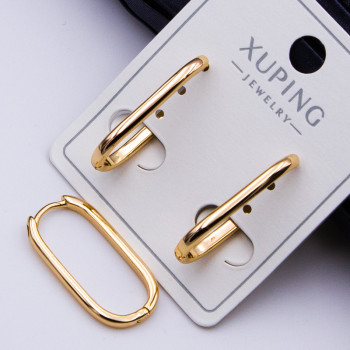 Сережки Xuping№410 h-25mm  геометричної форми куплю медичне золото xuping оптом 18к