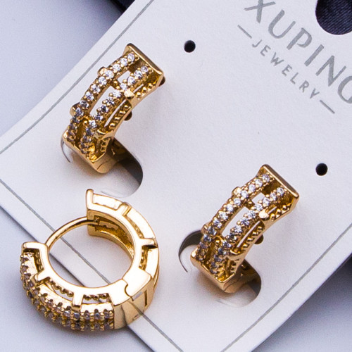 Сережки Xuping№329 h-13мм з дрібними цирконами купити сережки Xuping 18к медзолото від постачальника