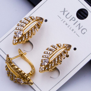 Сережки Xuping№325 h-20мм пелюстки в дрібних цирконах купити сережки Xuping 18к медзолото від постачальника