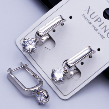 Сережки Xuping№403а  h-24мм 6мм білий циркон куплю оптом медзолото сережки від виробника Харків Одеса
