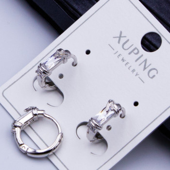 Сережки Xuping№624А d-12мм 3х8мм бiлий циркон каблучки куплю оптом сережки XUPING медичне золото від виробника