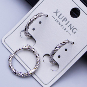 Сережки Xuping№302  d-15мм  перекрученi колечкi родій куплю оптом сережки ксюпінг родій від виробника