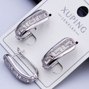 Сережки Xuping№344 h-22мм геометричної форми з орнаментом купити сережки Xuping 18к медзолото від постачальника