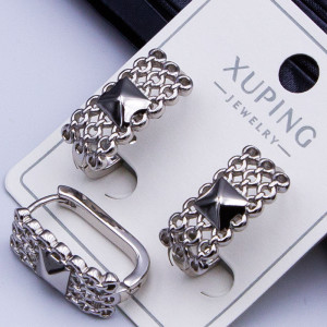 Сережки Xuping№343 h-20х8мм геометричної форми з сеточкой купити сережки Xuping 18к медзолото від постачальника