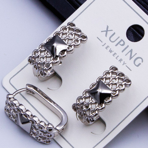 Сережки Xuping№343 h-20х8мм геометричної форми з сеточкой купити сережки Xuping 18к медзолото від постачальника