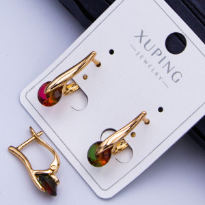 Сережки Xuping№905  5мм циркон бардового кольору з отливом h-20мм куплю медичне золото оптом