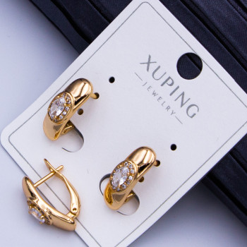 Сережки Xuping№906   5мм циркон бiлого кольору дорожка  h-15мм куплю медичне золото оптом