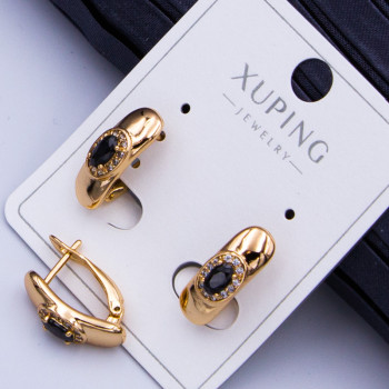 Сережки Xuping№908   5мм циркон чорного кольору дорожка  h-15мм куплю медичне золото оптом
