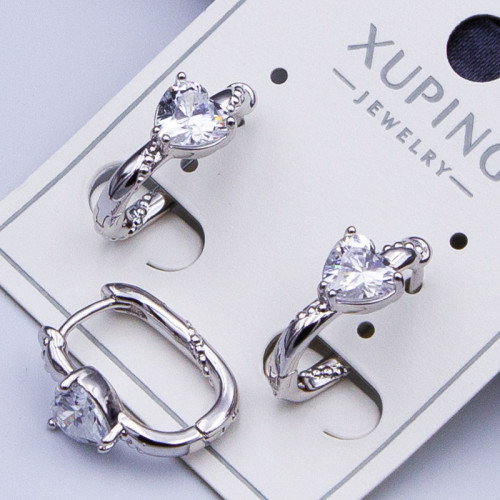 Сережки Xuping№337 h-15мм з цирконом серце купити сережки Xuping 18к медзолото від постачальника