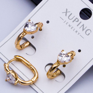Сережки Xuping№336 h-15мм з цирконом серце купити сережки Xuping 18к медзолото від постачальника
