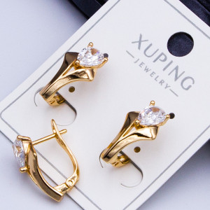 Сережки Xuping№335 h-18мм з цирконом 4х5мм оптом Сережки Xuping 18к медзолото від постачальника