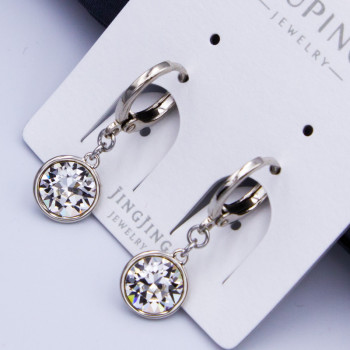 Сережки Xuping№752  d-7мм SWAROVSKI бiлого  кольору на круглому замку оптом купити сережки xuping родii від виробника