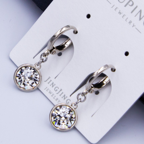 Сережки Xuping№752  d-7мм SWAROVSKI бiлого  кольору на круглому замку оптом купити сережки xuping родii від виробника