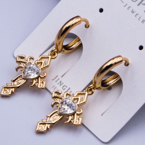 Сережки Xuping№753А  20х18мм SWAROVSKI бiлий камень в сережках-хрестиках камінь кольору на круглому замку куплю оптом сережки xuping 18К від виробника