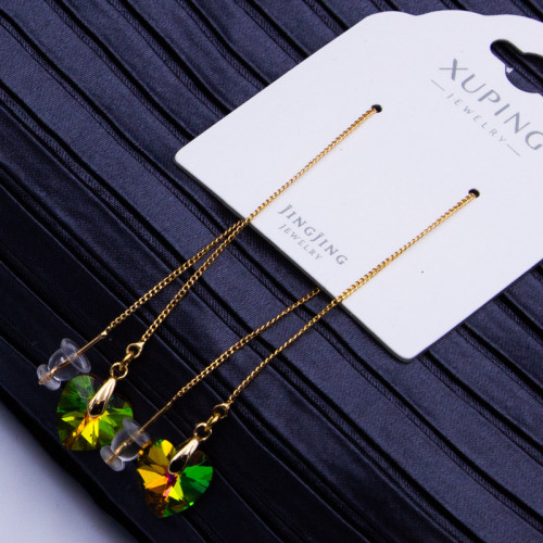 Сережки Xuping№766 8х7мм SWAROVSKI серце з вiдливом протяжка медичне золото сережки SWAROVSKI куплю оптом від виробника