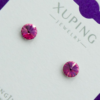 Гвоздики Xuping№743   6мм SWAROVSKI рожевого кольору куплю оптом сережки xuping SWAROVSKI від виробника