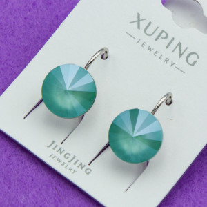 Сережки Xuping№812 12мм SWAROVSKI кольори морської хвилі на металі під срібло купити сережки ксюпінг медзолото недорого