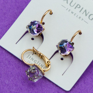 Сережки Xuping№754  5х5мм SWAROVSKI бiлий камень з вiдливом  куплю оптом сережки xuping 18К від виробника
