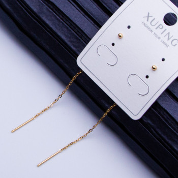 Сережки Xuping№771 d-1.5мм кульчики на гвоздиках з ланцюжком 18к куплю оптом медзолото серьги вiд виробника