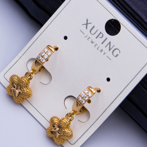 Сережки Xuping№741 d-9мм висюльки зірочка купити недорого медичне золото сережки від виробника