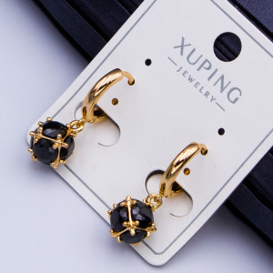 Сережки Xuping№449 6мм чорні циркони на кульці-їжачці куплю оптом медзолото сережки 18К