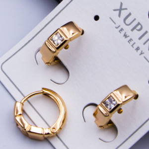 Сережки Xuping№311 d-10мм ширина 3мм з білим цирконом купити сережки xuping від виробника