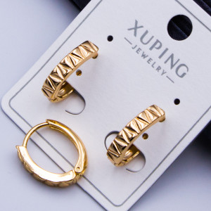 Сережки Xuping№309  15х13мм  геометрични з алмазной гранью оптом сережки ксюпінг 18к від виробника