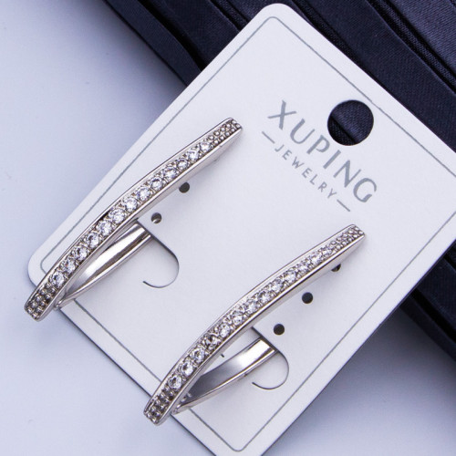 Сережки xuping№580В   25мм кути з бiлими цирконами куплю оптом сережки Xuping вiд виробника