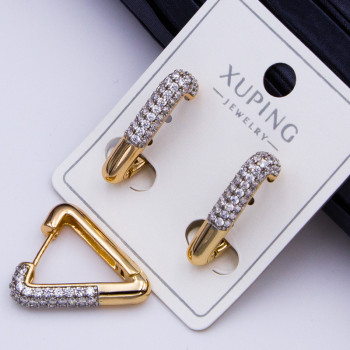 Сережки Xuping№422 20х20мм з білими цирконами кути купити сережки Xuping медичне золото для продажу