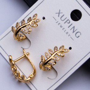 Сережки Xuping№326 16х8 гілочка з білими цирконами куплю оптом сережки xuping від виробника