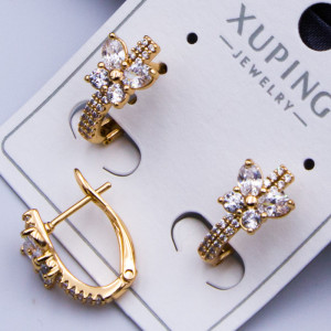 Сережки Xuping№305 h-15мм крила метелика з білими цирконами купити сережки ксюпінг 18к від виробника